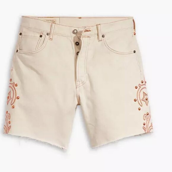Levi's 501 '93 Cut Off Rodeo Boots Shorts in Ecru Unisex NWT - Picture 1 of 15